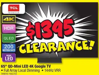 JB Hi-Fi 65" QD-Mini LED 4K Google TV offer