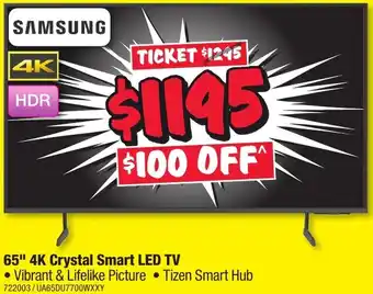 JB Hi-Fi 65" 4K Crystal Smart LED TV offer