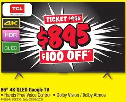 JB Hi-Fi 65" 4K QLED Google TV offer