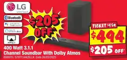 JB Hi-Fi 400 Watt 3.1.1 Channel Soundbar With Dolby Atmos offer