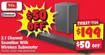 JB Hi-Fi 2.1 Channel Soundbar With Wireless Subwoofer offer