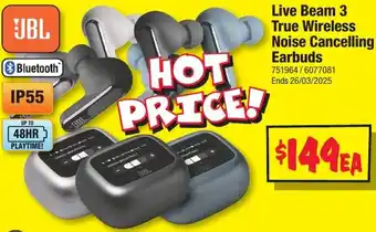 JB Hi-Fi Live Beam 3 True Wireless Noise Cancelling Earbuds offer