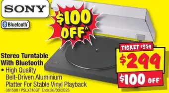 JB Hi-Fi Stereo Turntable With Bluetooth offer