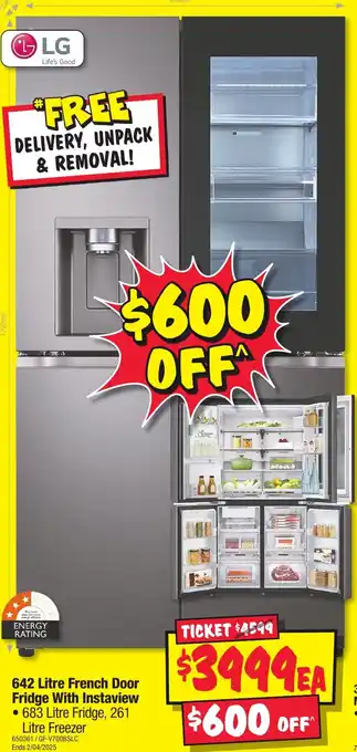 JB Hi-Fi 642 Litre French Door Fridge With Instaview offer