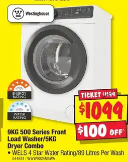 JB Hi-Fi 9KG 500 Series Front Load Washer/5KG Dryer Combo offer