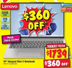 JB Hi-Fi 16" Ideapad Slim 5 Notebook offer