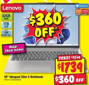 JB Hi-Fi 16" Ideapad Slim 5 Notebook offer