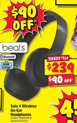 JB Hi-Fi Solo 4 Wireless On-Ear Headphones offer