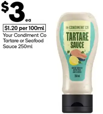 Woolworths Your Condiment Co Tartare or Seafood Sauce offer