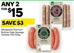 Woolworths Woolworths Premium Butcher Style Sausage Varieties offer