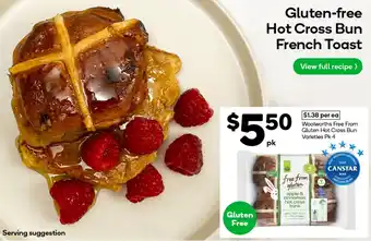 Woolworths Woolworths Free From Gluten Hot Cross Bun Varieties Pk 4 offer