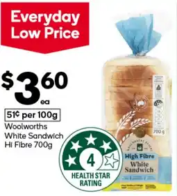 Woolworths Woolworths White Sandwich Hi Fibre offer