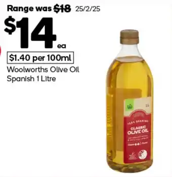 Woolworths Woolworths Olive Oil Spanish offer