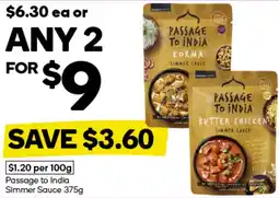 Woolworths Passage to India Simmer Sauce offer