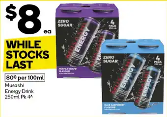 Woolworths Musashi Energy Drink Pk 4 offer