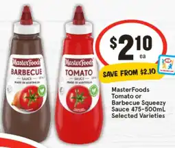 IGA MasterFoods Tomato or Barbecue Squeezy Sauce offer