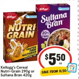 IGA Kellogg's Cereal Nutri-Grain or Sultana Bran offer