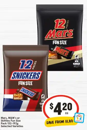 IGA Mars, M&M's or Skittles Fun Size Pack offer