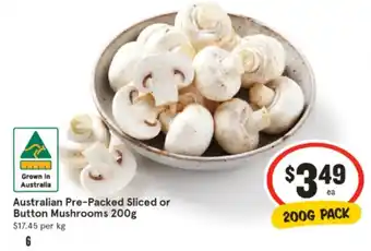 IGA Australian Pre-Packed Sliced or Button Mushrooms offer