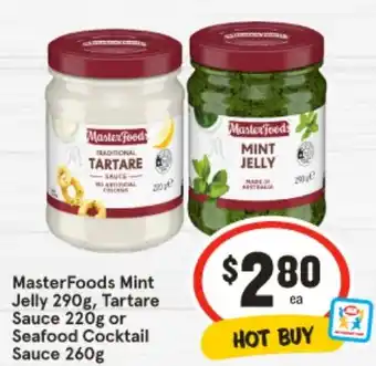 IGA MasterFoods Mint Jelly,Tartare Sauce or Seafood Cocktail Sauce offer