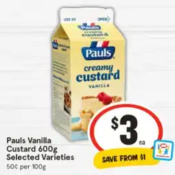 IGA Pauls Vanilla Custard offer