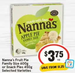 IGA Nanna's Fruit Pie Family Size or Snack Pies offer