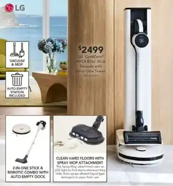 Harvey Norman LG 'CordZero A9CX Elite Stick Vacuum with All-in-One Tower, offer