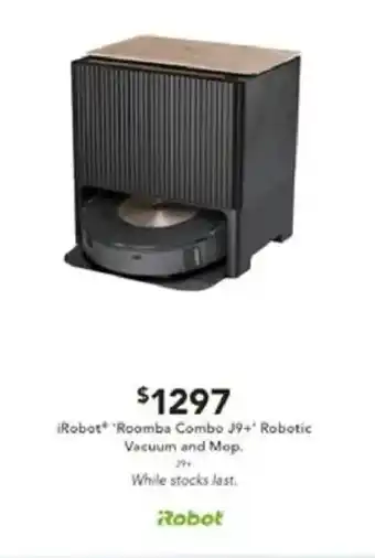 Harvey Norman iRobot Roomba Combo J9+* Robotic Vacuum and Mop, offer