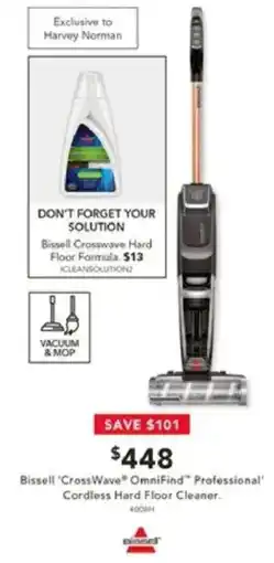 Harvey Norman Bissell 'Cross Wave OmniFind Professional' Cordless Hard Floor Cleaner. offer