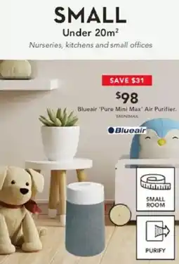 Harvey Norman Blueair 'Pure Mini Max Air Purifier offer