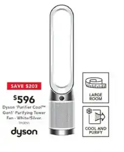 Harvey Norman Dyson 'Purifier Cool™ Gent' Purifying Tower Fan - White/Silver. offer