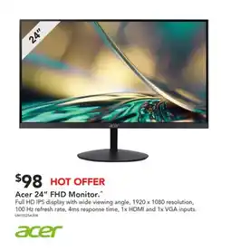 Harvey Norman Acer 24" FHD Monitor offer