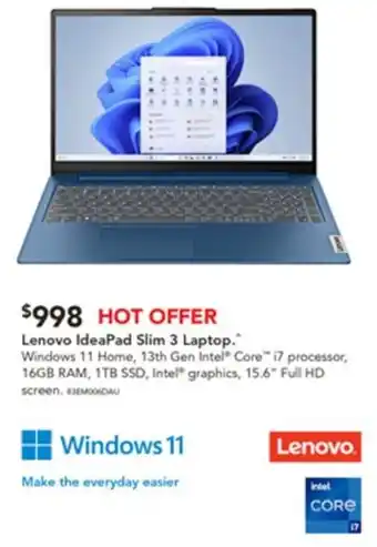 Harvey Norman Lenovo IdeaPad Slim 3 Laptop offer