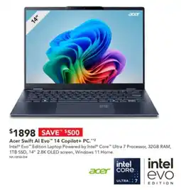 Harvey Norman Acer Swift Al Evo™ 14 Copilot+ PC. offer