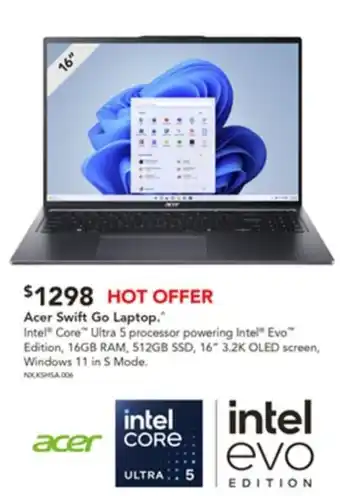 Harvey Norman Acer Swift Go Laptop offer