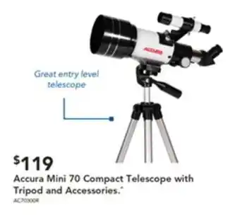 Harvey Norman Accura Mini 70 Compact Telescope with Tripod and Accessories. offer