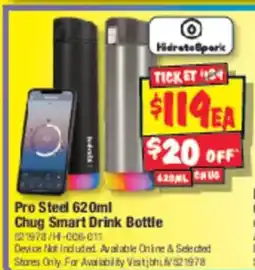 JB Hi-Fi Pro Steel 946ml Chug Smart Drink Bottle offer