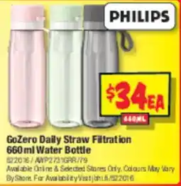 JB Hi-Fi GoZero Daily Straw Filtration Water Bottle offer