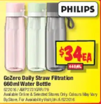 JB Hi-Fi GoZero Daily Straw Filtration Water Bottle offer