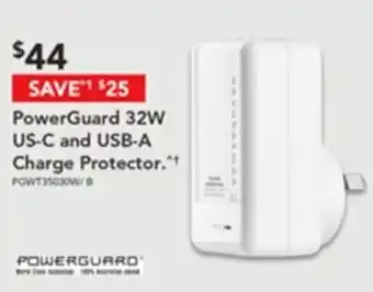 Harvey Norman PowerGuard 32W US-C and USB-A Charge Protector offer