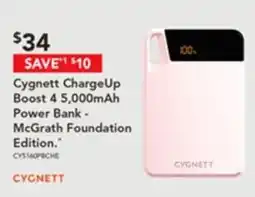 Harvey Norman Cygnett ChargeUp Boost 4 5,000mAh Power Bank - McGrath Foundation offer