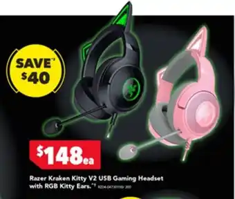 Harvey Norman Razer Kraken Kitty V2 USB Gaming Headset with RGB Kitty Ears offer