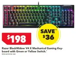 Harvey Norman Razer BlackWidow V4 X Mechanical Gaming Key. board with Green or Yellow Switch. offer