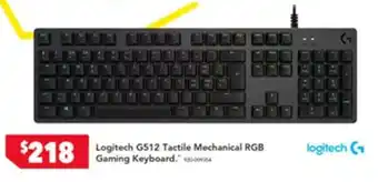 Harvey Norman Logitech G512 Tactile Mechanical RGB Gaming Keyboard offer