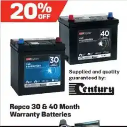 Repco Repco 30 & 40 Month Warranty Batteries offer