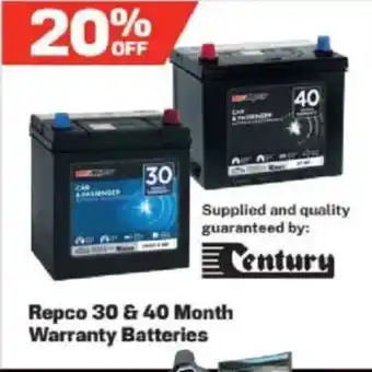 Repco Repco 30 & 40 Month Warranty Batteries offer