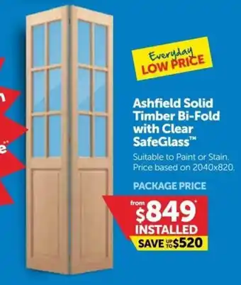 Doors Plus Ashfield Solid Timber Bi-Fold with Clear SafeGlass offer