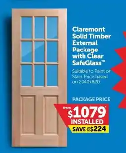 Doors Plus Solid Timber External Package with Clear SafeGlass offer