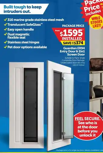 Doors Plus Guardian ER94 Entry Door & 2in1 Screen Door offer