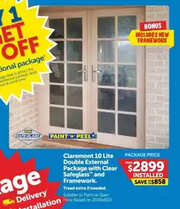 Doors Plus Claremont 10 Lite Double External Package with Clear Safeglas and Framework. offer